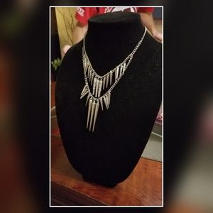 Two-Tier Silver Spike Chain Necklace